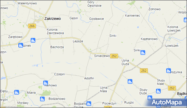 mapa Siniarzewo, Siniarzewo na mapie Targeo