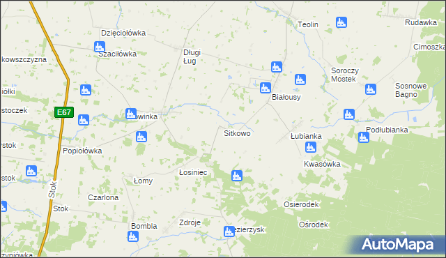 mapa Sitkowo, Sitkowo na mapie Targeo