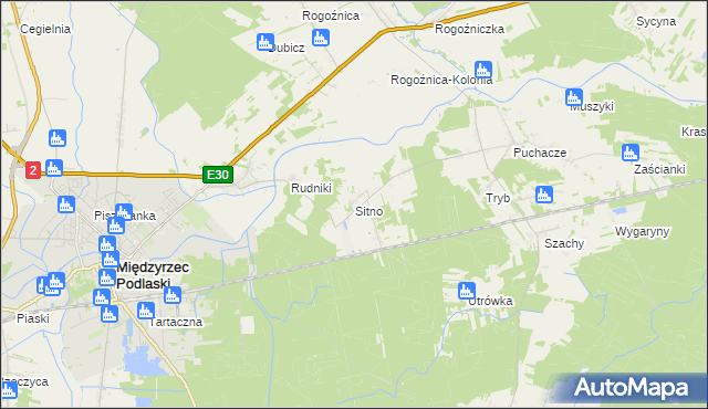 mapa Sitno gmina Międzyrzec Podlaski, Sitno gmina Międzyrzec Podlaski na mapie Targeo