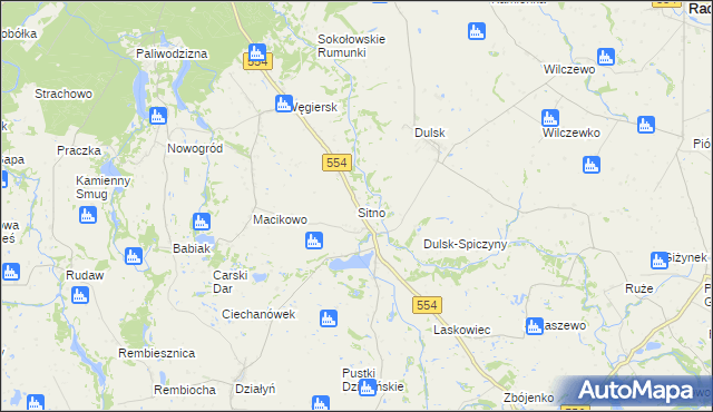 mapa Sitno gmina Zbójno, Sitno gmina Zbójno na mapie Targeo