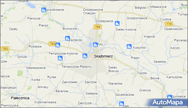 mapa Skalbmierz, Skalbmierz na mapie Targeo