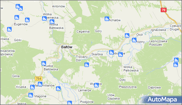 mapa Skarbka, Skarbka na mapie Targeo