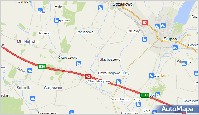 mapa Skarboszewo gmina Strzałkowo, Skarboszewo gmina Strzałkowo na mapie Targeo