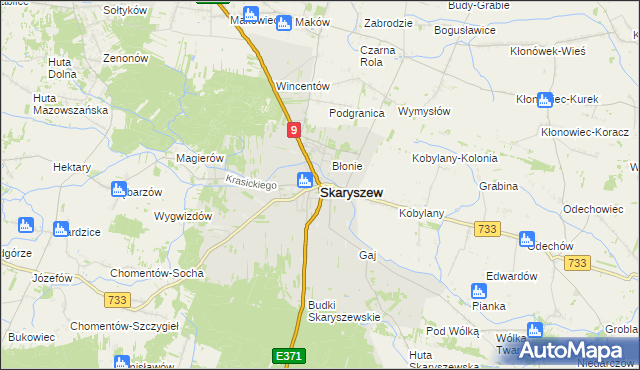 mapa Skaryszew, Skaryszew na mapie Targeo