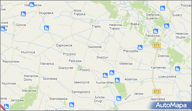 mapa Skarżyn gmina Oporów, Skarżyn gmina Oporów na mapie Targeo