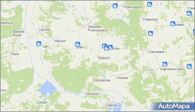 mapa Skarżyn gmina Skórzec, Skarżyn gmina Skórzec na mapie Targeo