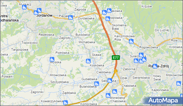mapa Skawa, Skawa na mapie Targeo