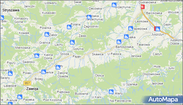 mapa Skawica, Skawica na mapie Targeo