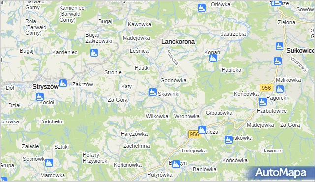 mapa Skawinki, Skawinki na mapie Targeo