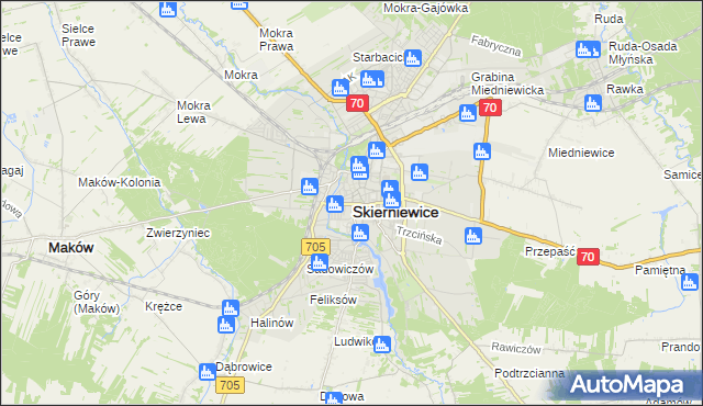 mapa Skierniewic, Skierniewice na mapie Targeo