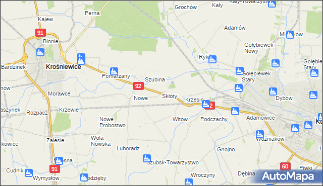 mapa Skłóty, Skłóty na mapie Targeo