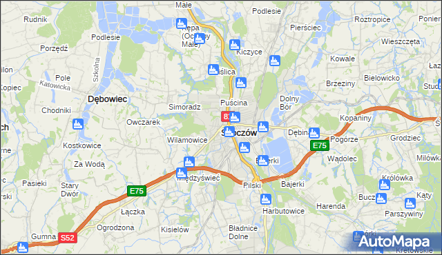 mapa Skoczów powiat cieszyński, Skoczów powiat cieszyński na mapie Targeo