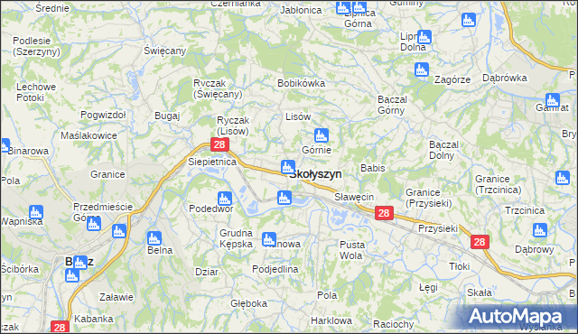 mapa Skołyszyn, Skołyszyn na mapie Targeo