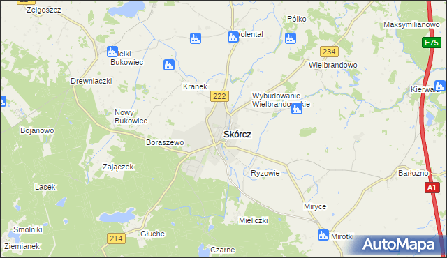 mapa Skórcz, Skórcz na mapie Targeo