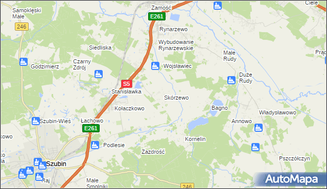 mapa Skórzewo gmina Szubin, Skórzewo gmina Szubin na mapie Targeo