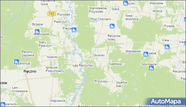 mapa Skotniki gmina Aleksandrów, Skotniki gmina Aleksandrów na mapie Targeo