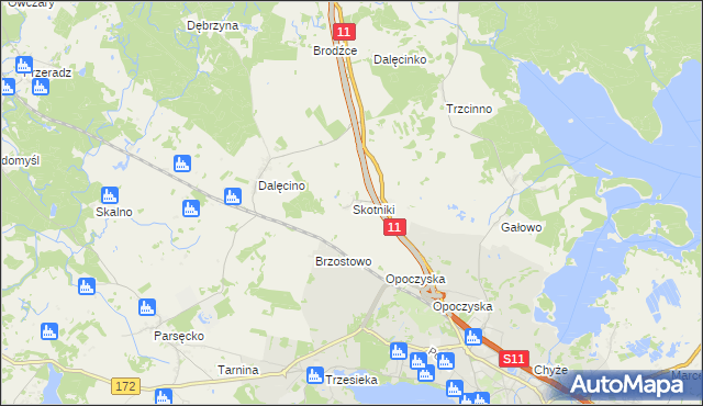 mapa Skotniki gmina Szczecinek, Skotniki gmina Szczecinek na mapie Targeo