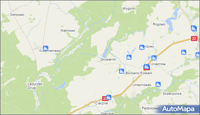 mapa Skowarnki, Skowarnki na mapie Targeo