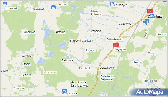 mapa Słabocin, Słabocin na mapie Targeo