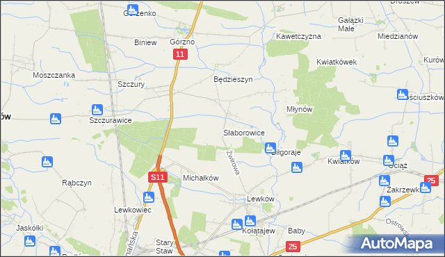 mapa Słaborowice, Słaborowice na mapie Targeo