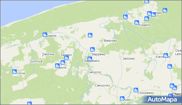 mapa Słajszewo, Słajszewo na mapie Targeo