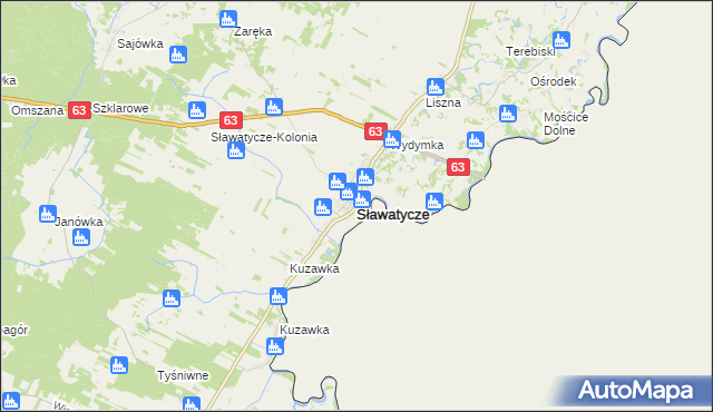 mapa Sławatycze, Sławatycze na mapie Targeo