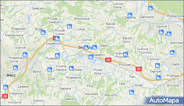 mapa Sławęcin gmina Skołyszyn, Sławęcin gmina Skołyszyn na mapie Targeo