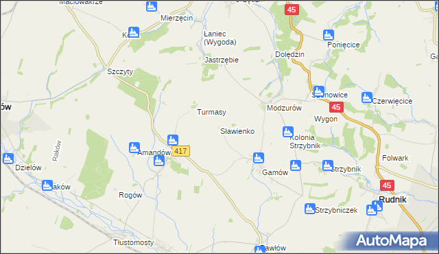mapa Sławienko gmina Rudnik, Sławienko gmina Rudnik na mapie Targeo