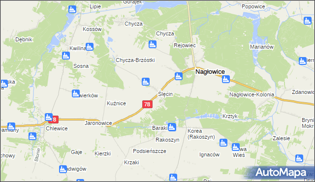 mapa Ślęcin, Ślęcin na mapie Targeo