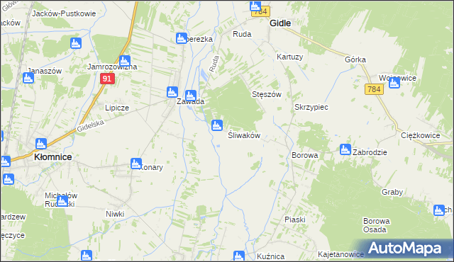 mapa Śliwaków, Śliwaków na mapie Targeo