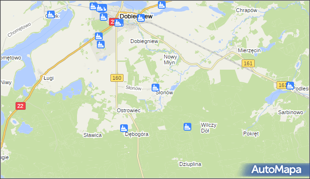 mapa Słonów, Słonów na mapie Targeo