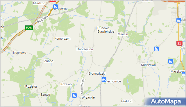 mapa Słonowice gmina Kobylnica, Słonowice gmina Kobylnica na mapie Targeo
