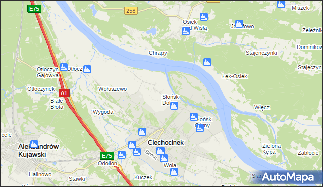 mapa Słońsk Dolny, Słońsk Dolny na mapie Targeo