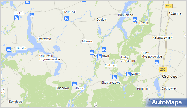 mapa Słowikowo gmina Orchowo, Słowikowo gmina Orchowo na mapie Targeo