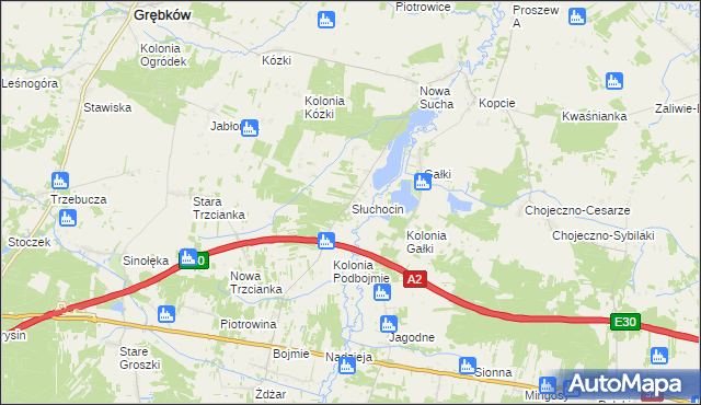 mapa Słuchocin, Słuchocin na mapie Targeo
