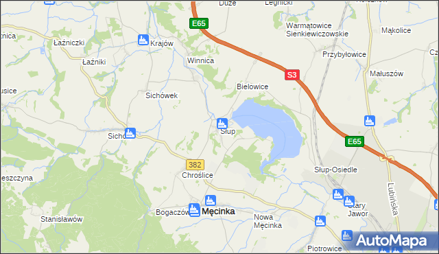 mapa Słup gmina Męcinka, Słup gmina Męcinka na mapie Targeo