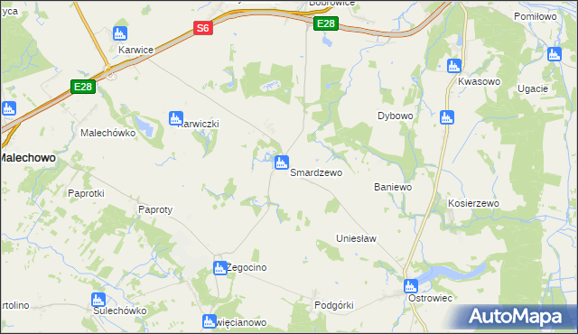 mapa Smardzewo gmina Sławno, Smardzewo gmina Sławno na mapie Targeo