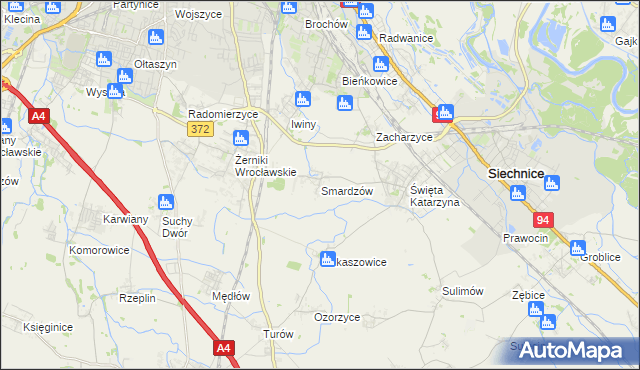 mapa Smardzów gmina Siechnice, Smardzów gmina Siechnice na mapie Targeo