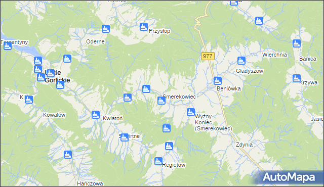 mapa Smerekowiec, Smerekowiec na mapie Targeo