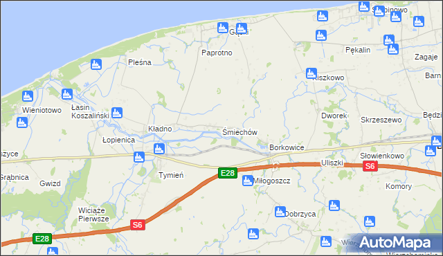 mapa Śmiechów, Śmiechów na mapie Targeo