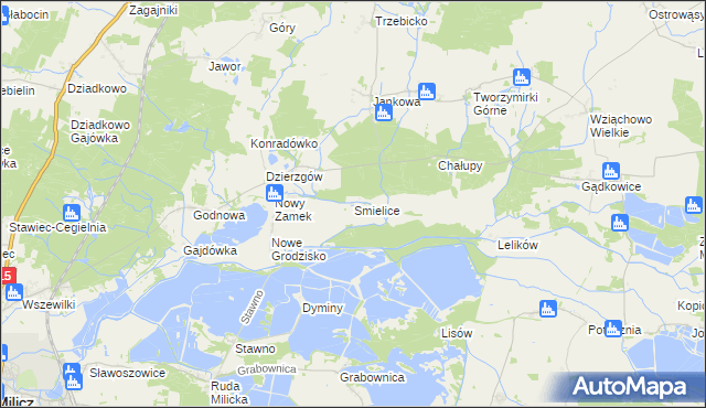 mapa Smielice, Smielice na mapie Targeo