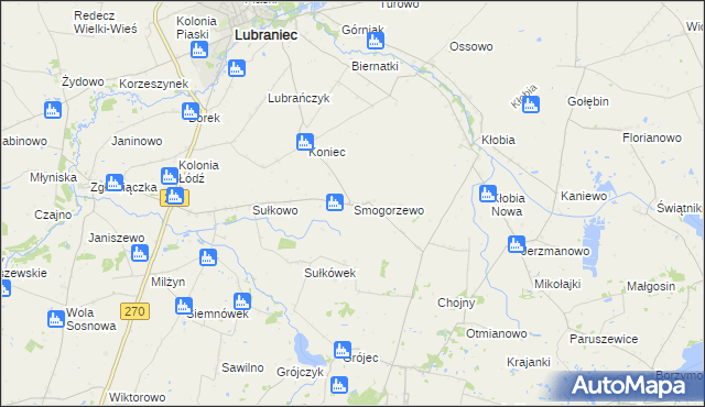 mapa Smogorzewo gmina Lubraniec, Smogorzewo gmina Lubraniec na mapie Targeo