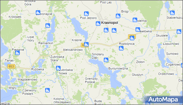 mapa Smolany Dąb, Smolany Dąb na mapie Targeo