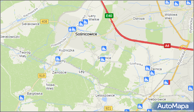 mapa Smolnica gmina Sośnicowice, Smolnica gmina Sośnicowice na mapie Targeo
