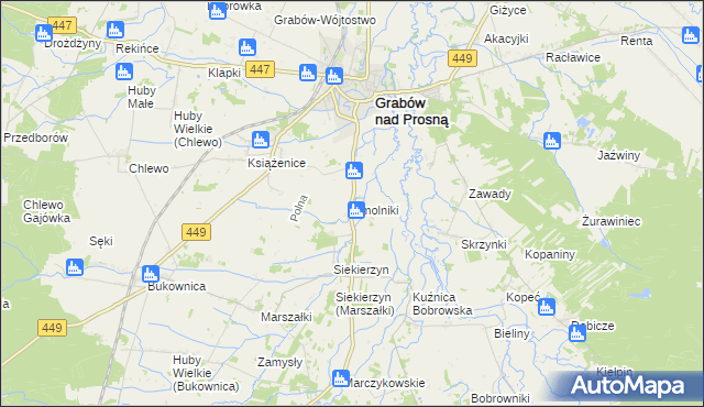 mapa Smolniki gmina Grabów nad Prosną, Smolniki gmina Grabów nad Prosną na mapie Targeo