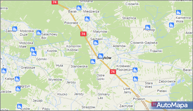 mapa Smyków powiat konecki, Smyków powiat konecki na mapie Targeo