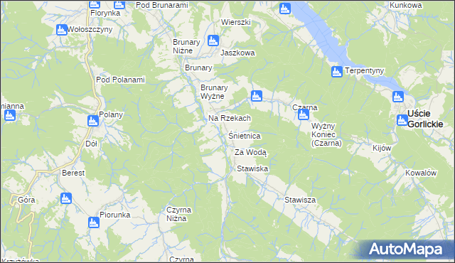 mapa Śnietnica, Śnietnica na mapie Targeo