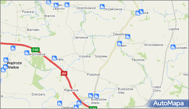 mapa Sobolew gmina Wądroże Wielkie, Sobolew gmina Wądroże Wielkie na mapie Targeo