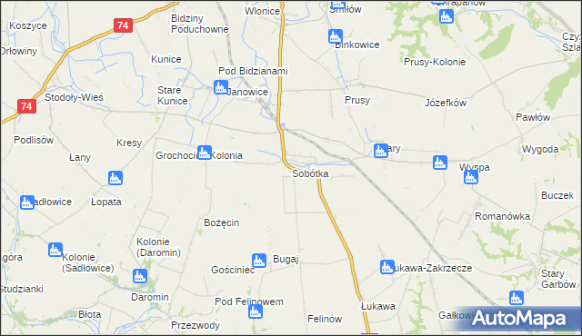 mapa Sobótka gmina Ożarów, Sobótka gmina Ożarów na mapie Targeo