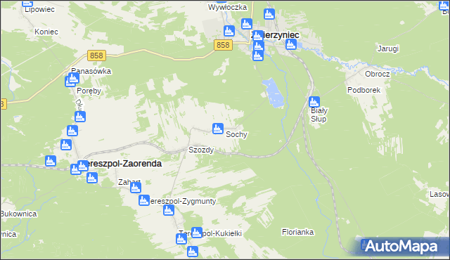 mapa Sochy gmina Zwierzyniec, Sochy gmina Zwierzyniec na mapie Targeo